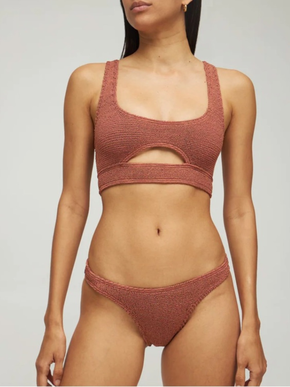 bond-eye Bronze Lurex Swim Sasha Crop Top
